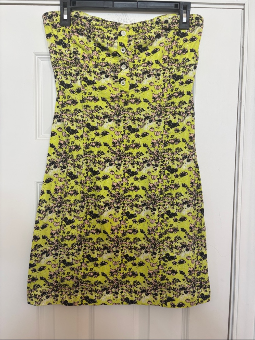 Volcom Lime Floral Strapless Button-Front Dress